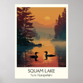 Poster Pôr do sol no Lago Squam New Hampshire