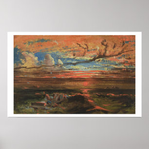 Poster Por do sol no mar após uma tempestade (óleo no