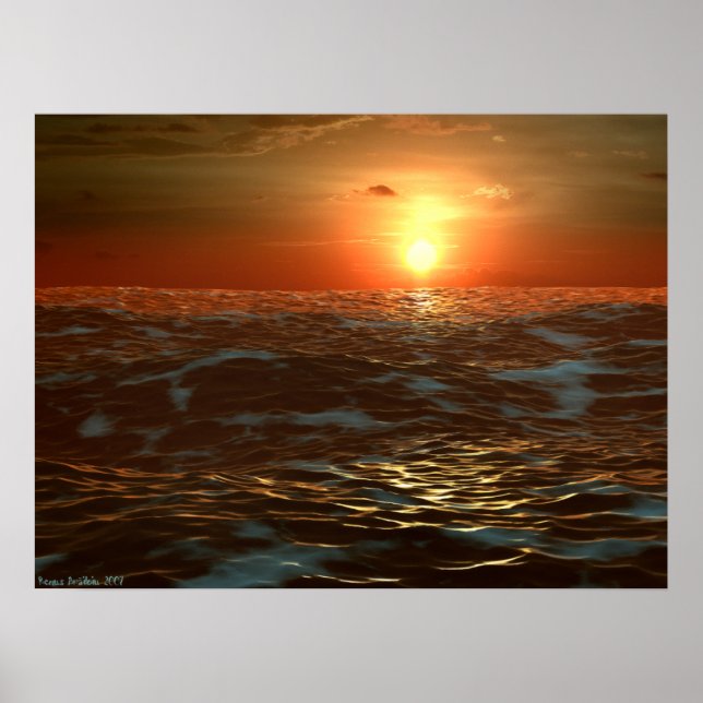 Poster Pôr do sol no oceano (Frente)