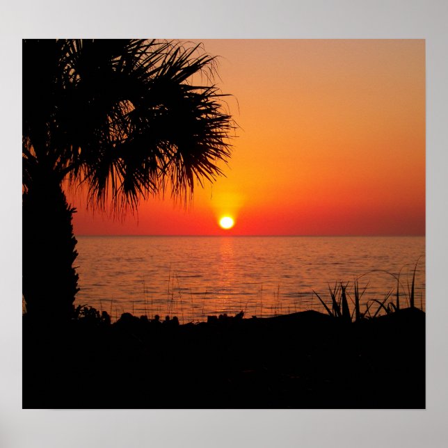 Poster Pôr do sol no oceano (Frente)
