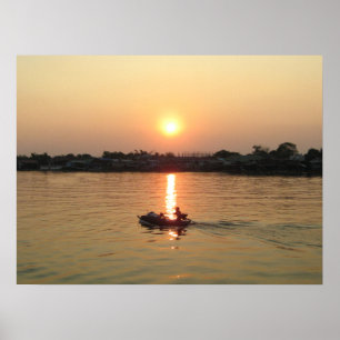 Pôster Pôr do sol no rio Chao Phraya ... Ayutthaya, Tailâ