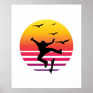 Poster Pôr do sol no skate, #Skateboard