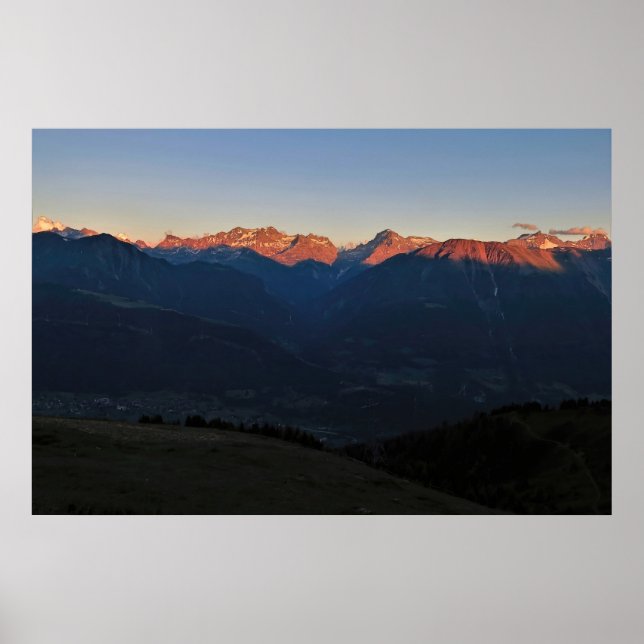 Poster Pôr do sol no Vale de Fiescher (Frente)
