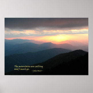 Poster Pôr do sol nos Enfumaçados: Os Mtns estão chamando
