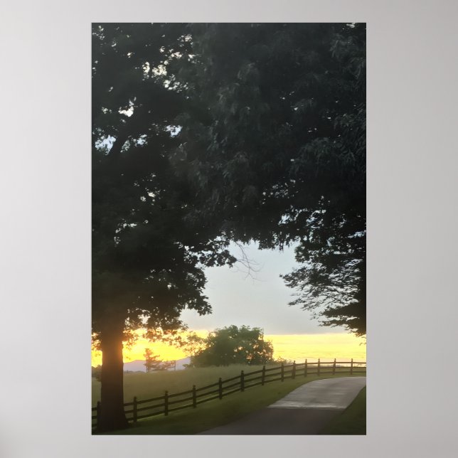 Poster Pôr do sol nublado à tarde (Frente)