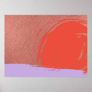 Poster Pôr do Sol Oceano Roxo Minimalista Arte Fina Abstr