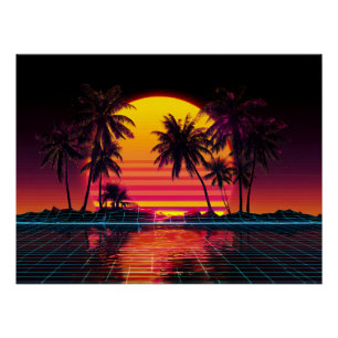 Pôster Pôr do Sol Palma Grade Neon