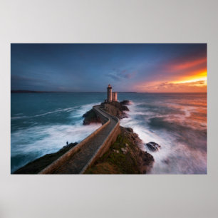 Pôster Por do sol Plouzané Finistère do farol, Britta