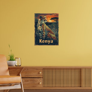 Poster pôr do sol Quênia Cheeatah