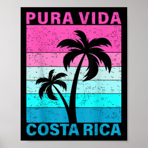 Poster Pôr do Sol Retro Palmeiras Costa Rica Férias Pura
