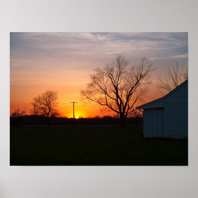 Poster Pôr do Sol Rural (Frente)