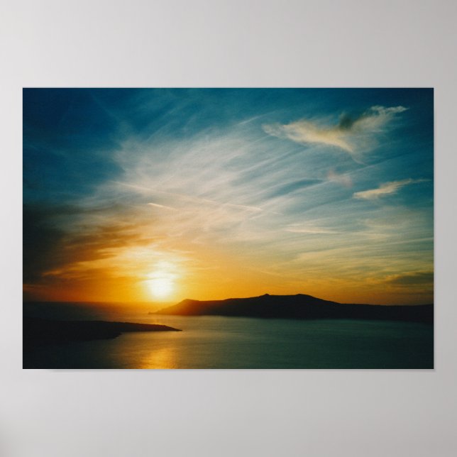 Poster pôr do sol Santorini, Grécia (Frente)