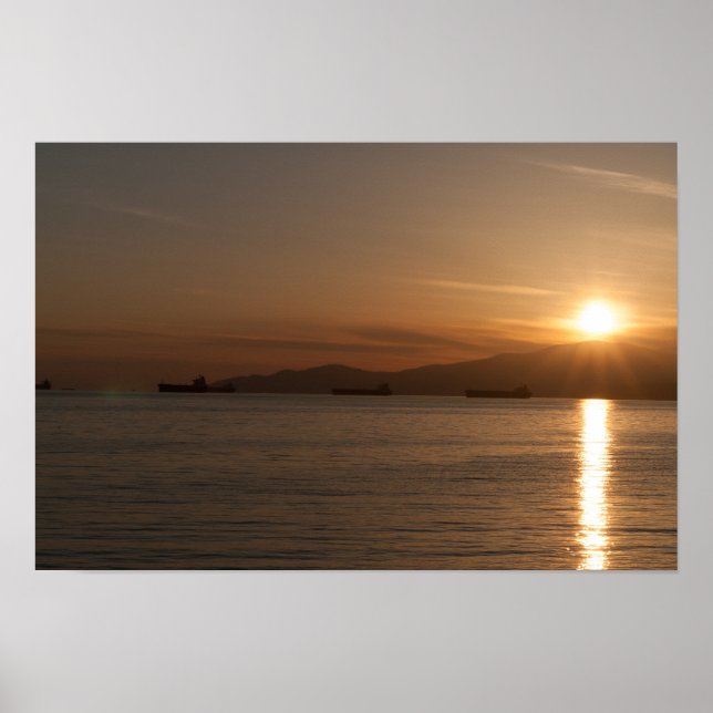 Poster Pôr do sol sobre a Baía de Vancouver - Canadá (Frente)
