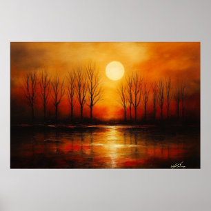 Poster Pôr do Sol Sobre Água Reflexiva