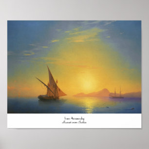 Pôster Por do sol sobre águas do seascape de Ivan