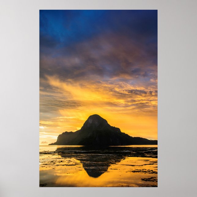 Poster Pôr do sol sobre o Arquipélago de Bacuit (Frente)