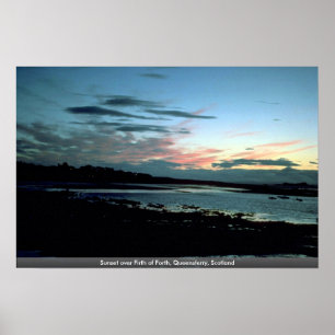 Poster Por do sol sobre o delta de adiante, Queensferry,