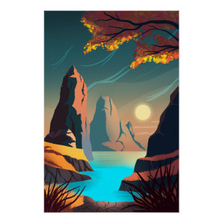 Pôster Pôr do sol sobre o mar