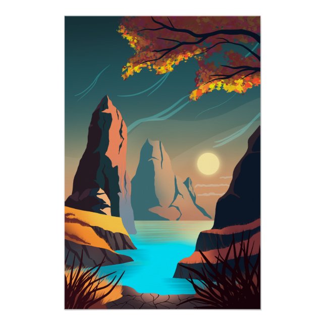 Pôster Pôr do sol sobre o mar (Frente)