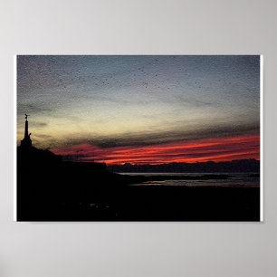 Pôster Pôr do sol sobre o mar em Aberystwyth
