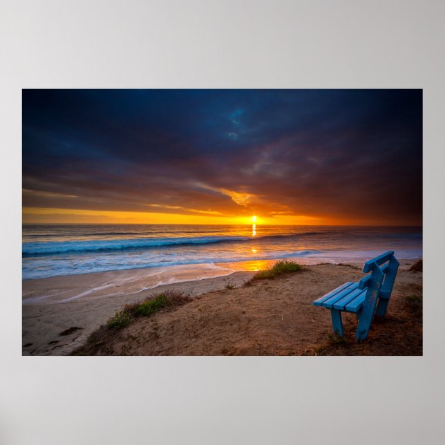 Poster Pôr do sol sobre o Oceano Pacífico (Frente)