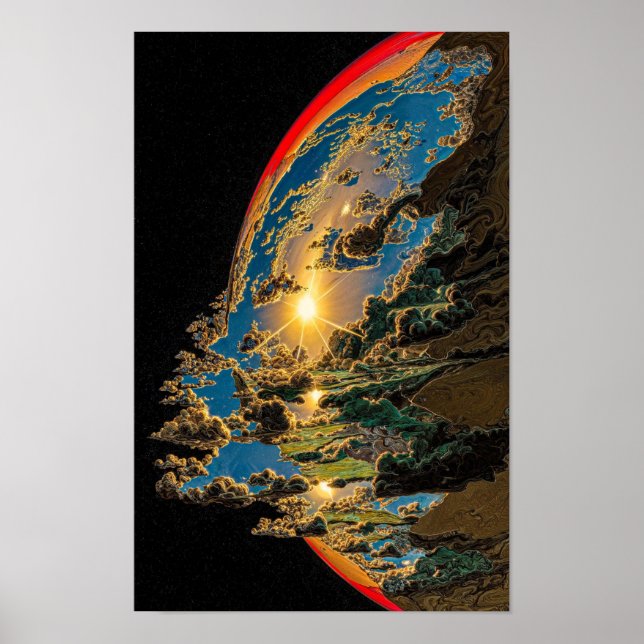 Poster Pôr do Sol Sobre o Planeta Alien C (Frente)