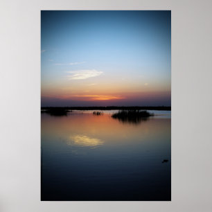 Poster Por do sol sobre pantanais