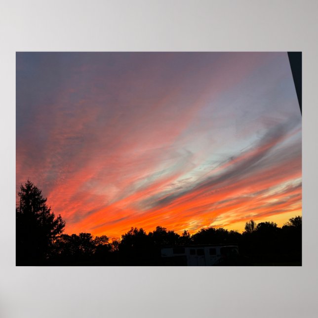 Poster Pôr do sol sobre um campo (Frente)