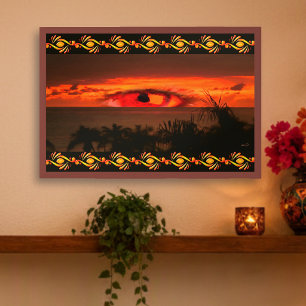 Poster Pôr do Sol Surreal Olho Oceano Tropical 2106 Impre