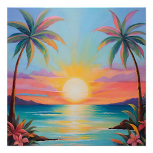 Pôster Pôr do sol tropical
