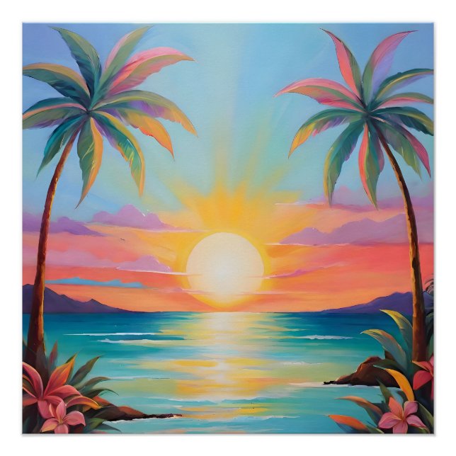 Pôster Pôr do sol tropical (Frente)