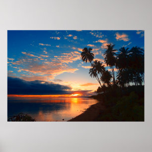 Poster Por do sol tropical da ilha havaiana