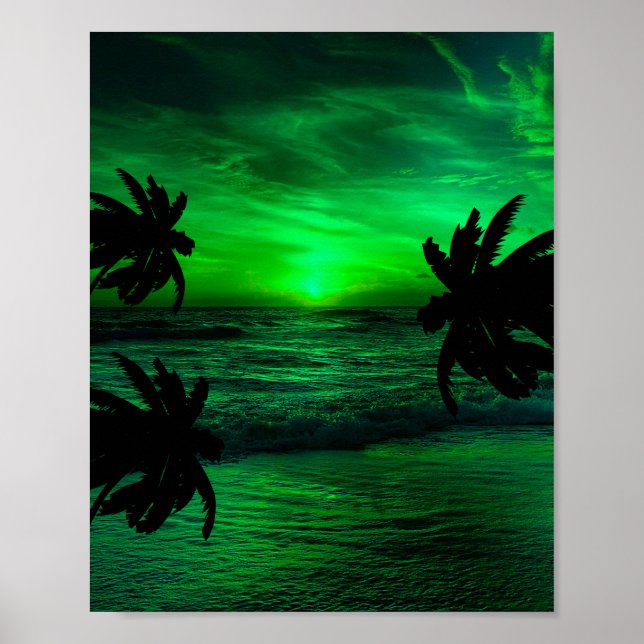 POSTER PÔR DO SOL VERDE CENA OCEÂNICA   (Frente)