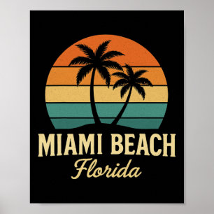 Poster Pôr do sol vintage da palmeira da Flórida de Miami