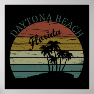 Poster Pôr do sol vintage de verão em Daytona Beach Flóri