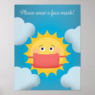 Poster Por favor, Vista um símbolo de sol de máscara