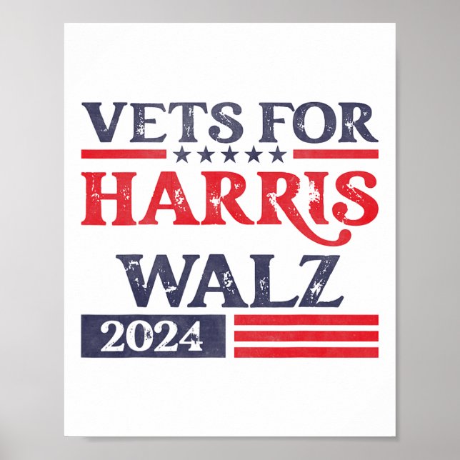 Poster Por Kamala Harris Tim Walz Veterans For Harris (Frente)