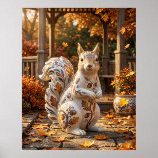 Poster Porcelana Esquilo Carvalho Jardim