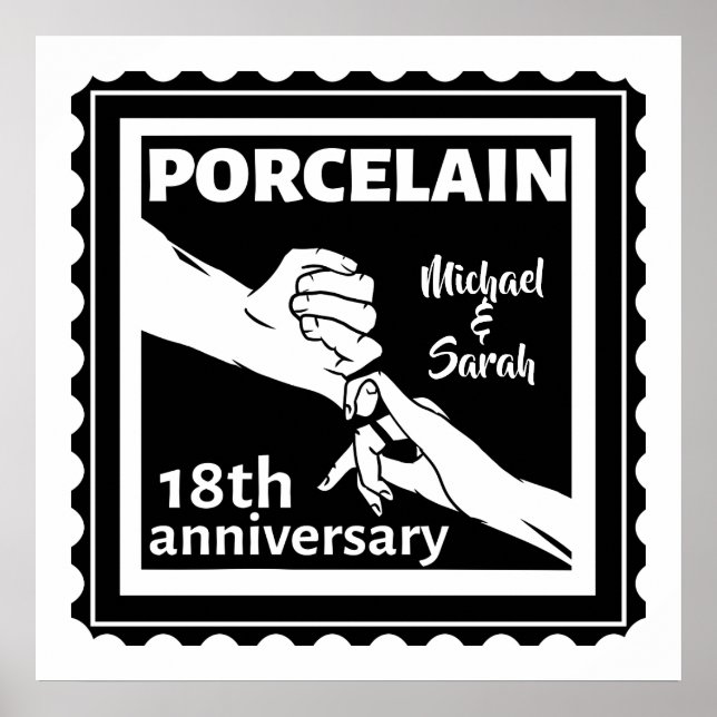 Poster porcelana tradicional do 18º aniversário de casame (Frente)