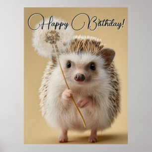 Poster Porco Adorável Segurando um Dandelion