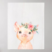 Porco Bebê Floral Aquarela