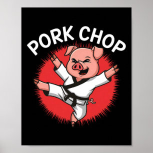 Poster Porco Costeleta Karatê Porco Diversão Para Amantes