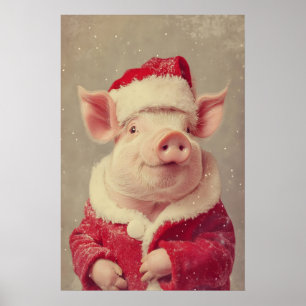 Poster Porco de Natal Impressão, Roupas de Férias, Animal