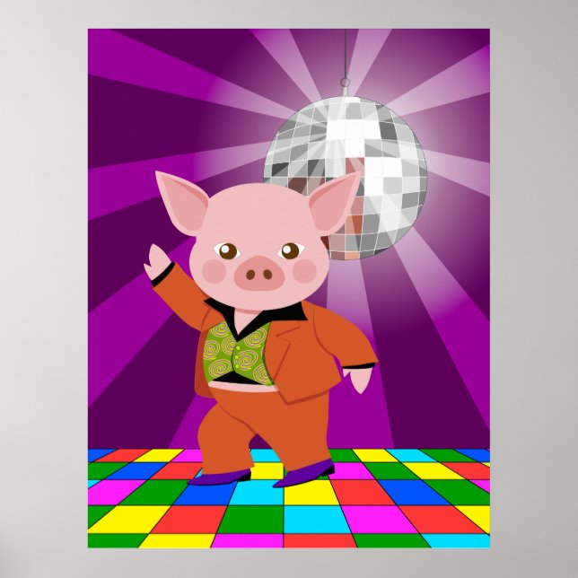 Poster Porco Disco no salão de dança (Frente)