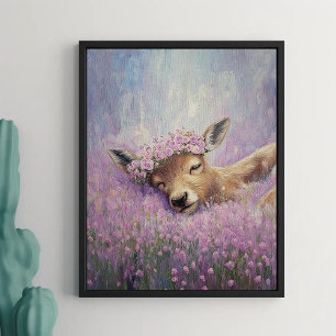 Poster Porco Dormindo no Campo Flores