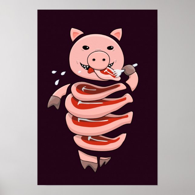 Poster Porco Engraçado Comendo Roupas De Si Mesmo (Frente)