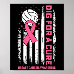 Poster Porco Para Cancer De Voleibol De Fita Cor-De-Rosa