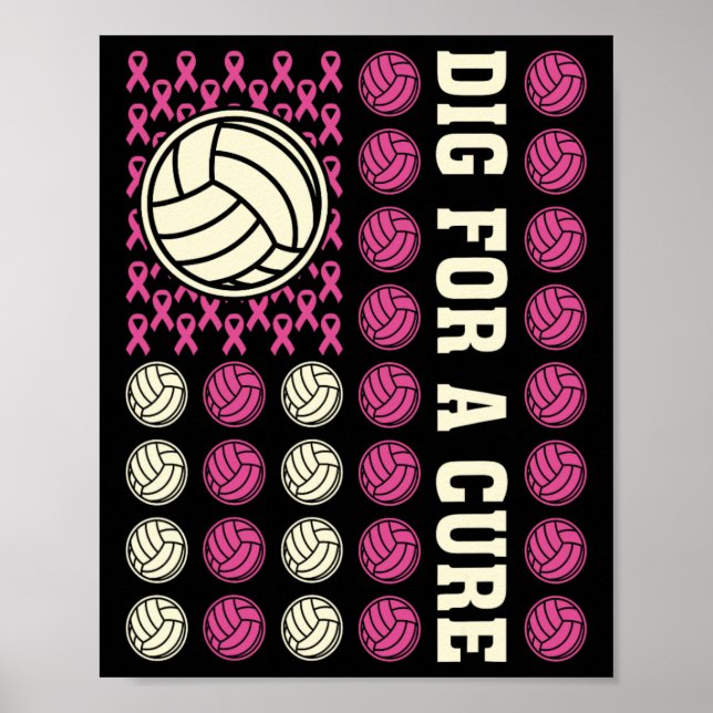 Poster Porco Para Cancer De Voleibol Rosa De Fita Cura (Frente)