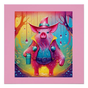 Pôster Porco Rosa O Cowboy