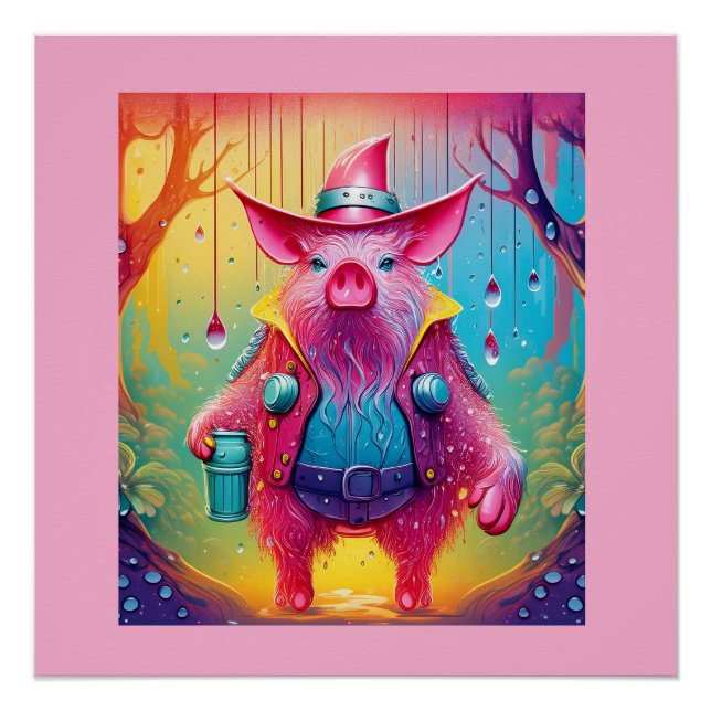 Pôster Porco Rosa O Cowboy (Frente)